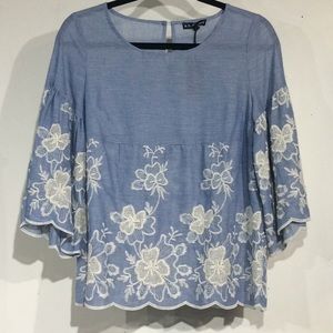 A.N. Designer Floral Top with Embroidery